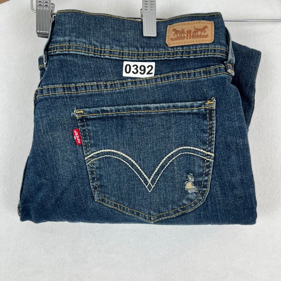 Levis 524 Too Superlow Bootcut Jeans‎ Womens 17 M 33x32 Dark Wash Distress Denim - Picture 11 of 11